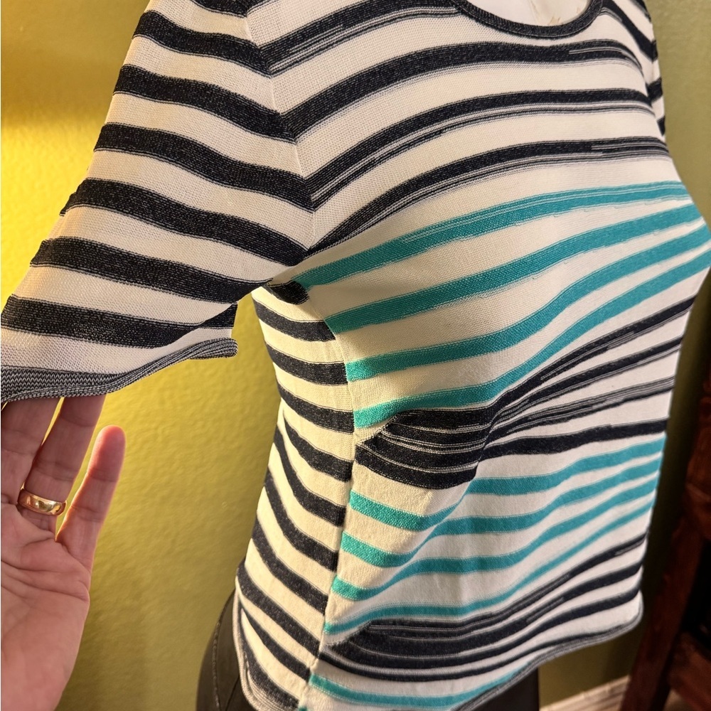 Armani Collezioni Cream and Black Striped Top